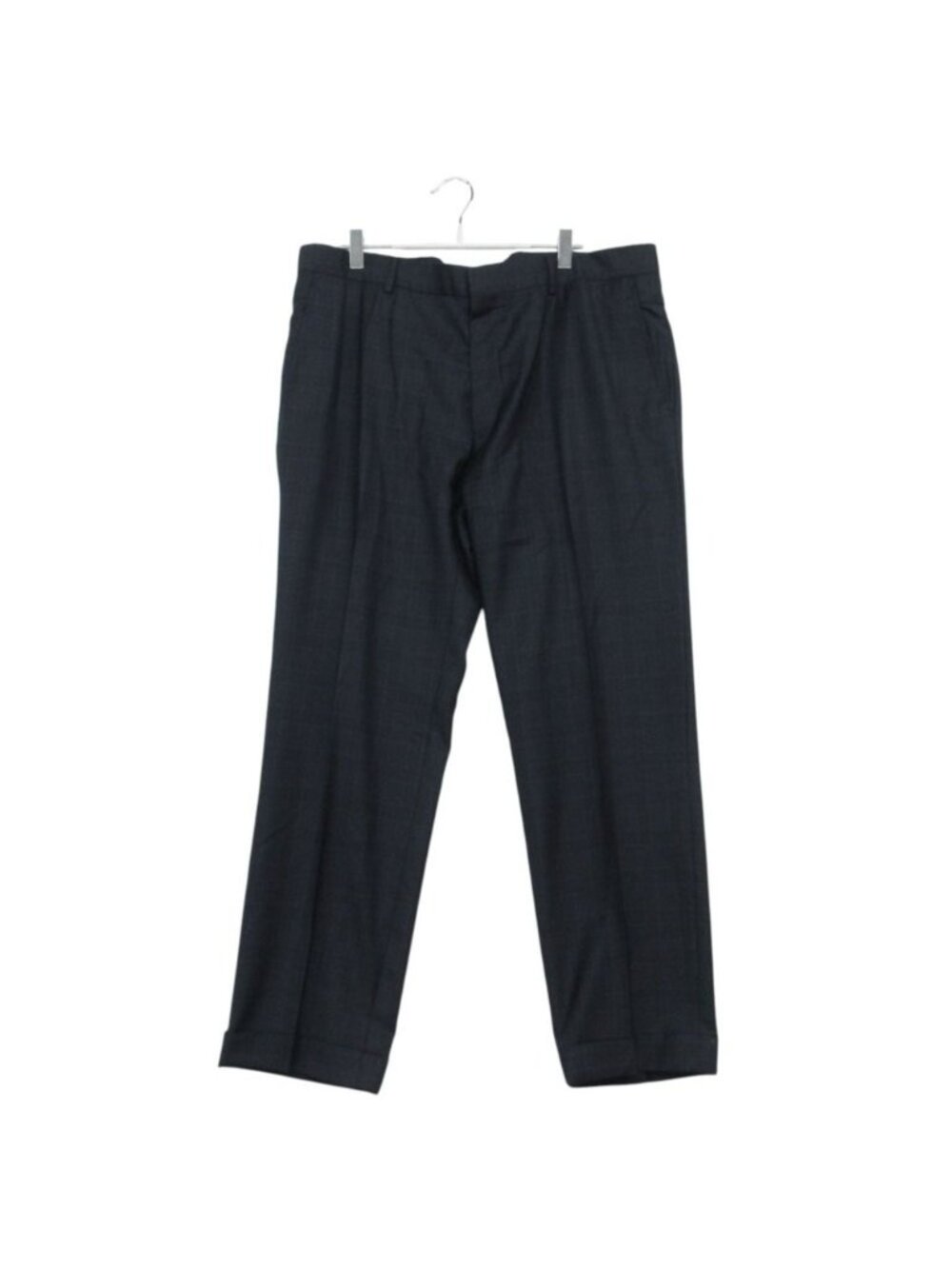 Hermes Pants Trousers Wool Plaid Center Crease Navy XL 56